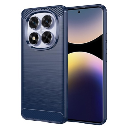 Husa pentru Xiaomi Redmi Note 14 Pro 5G / Poco X7, SKYDDAR INNOVATION, Carbon Silicone, din Silicon Slim, cu textura Fibra Carbon, set cu sticker, Albastru