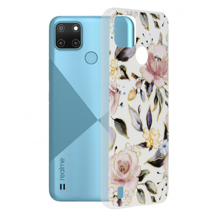Husa Realme C21Y / C25Y Marble Series, Techsuit - Chloe White