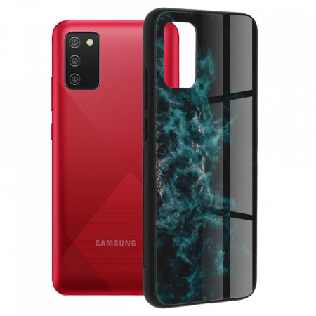 Husa Samsung Galaxy A02S cu sticla securizata, Techsuit Glaze - Blue Nebula