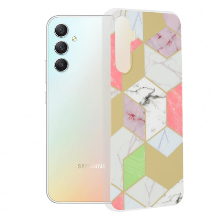 Husa Samsung Galaxy A34 5G Marble Series, Techsuit - Purple Hex
