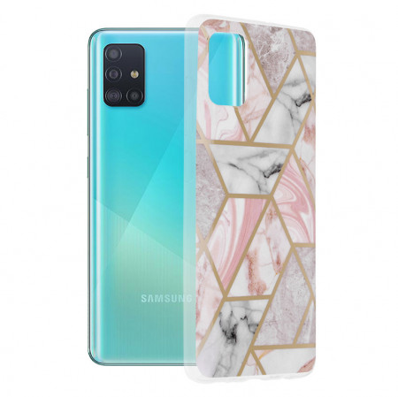 Husa Samsung Galaxy A51 Marble Series, Techsuit - Pink Hex
