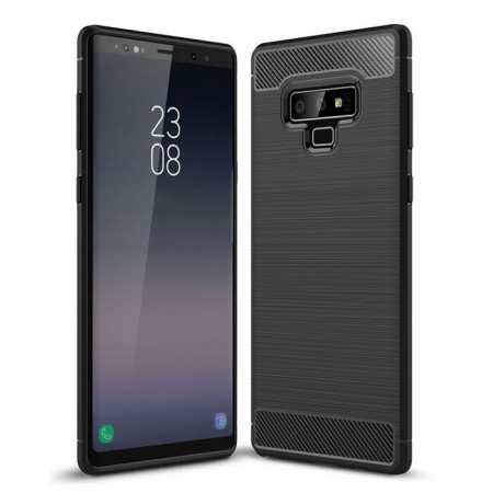 Husa Samsung Galaxy Note 9 din silicon, Slim, cu textura Fibra Carbon - Negru