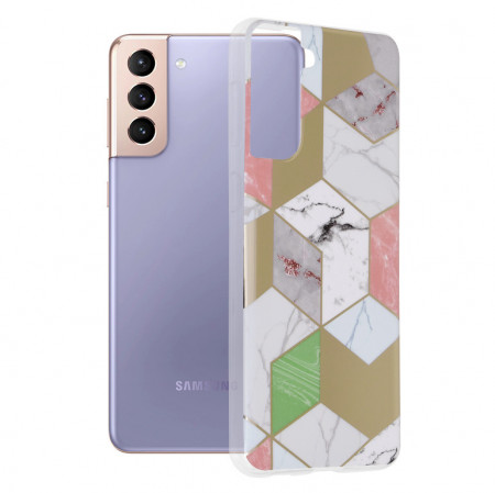 Husa Samsung Galaxy S21 Plus Marble Series, Techsuit - Purple Hex