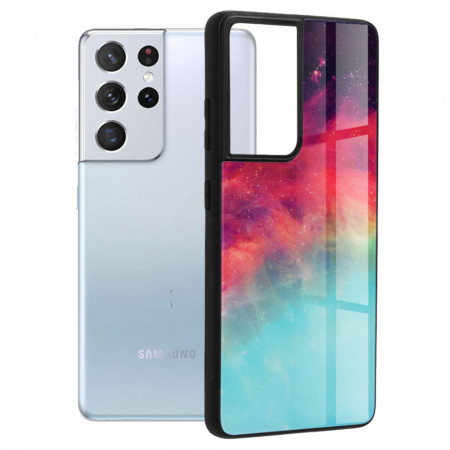 Husa Samsung Galaxy S21 Ultra cu sticla securizata, Techsuit Glaze - Fiery Ocean