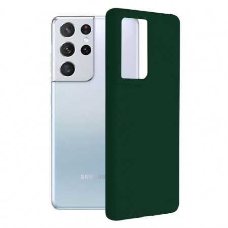 Husa Samsung Galaxy S21 Ultra din silicon moale, Techsuit Soft Edge - Dark Green