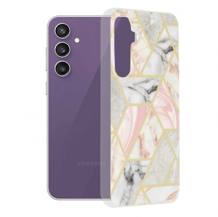 Husa Samsung Galaxy S23 FE Marble Series, Techsuit - Pink Hex