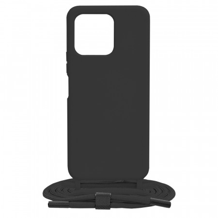 Husa silicon Honor X8 4G cu snur, Techsuit Crossbody Lanyard - Negru