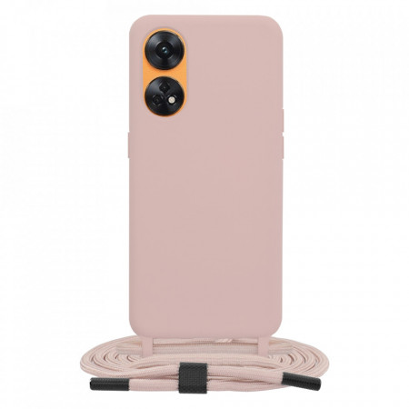 Husa silicon Oppo Reno8 T cu snur, Techsuit Crossbody Lanyard - Roz