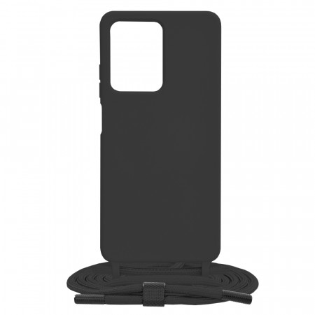 Husa silicon Xiaomi Redmi Note 12 Pro / Poco X5 Pro cu snur, Techsuit Crossbody Lanyard - Negru