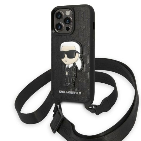 Huse pentru iPhone 14 Pro, Karl Lagerfeld, Hardcase Monogram, Negru