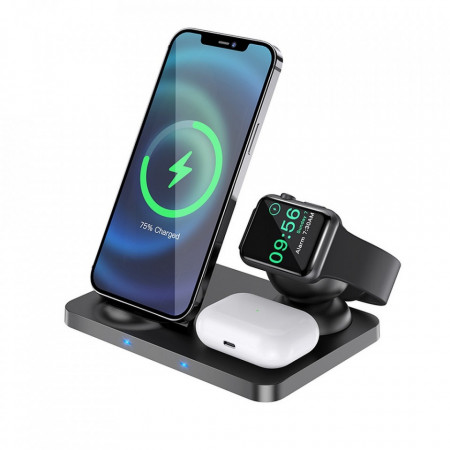 Incarcator wireless birou (CW33 Ultra charge), MagSafe cu cablu Type-C, 15W, HOCO - Negru