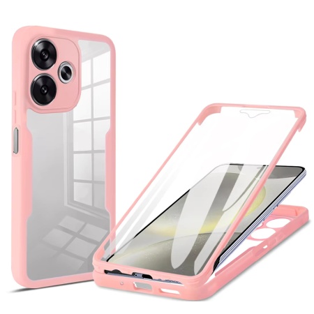 [Pachet 360°] Husa + Folie Xiaomi Poco F6, SKDR ColorShield 360° - Roz