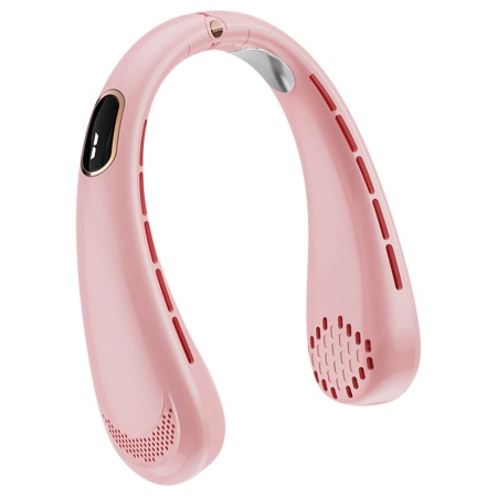 Ventilator Portabil pentru Gat, Ajustabil, 5 Trepte Viteza, Display Digital, USB, SKDR NeckBreeze - Roz