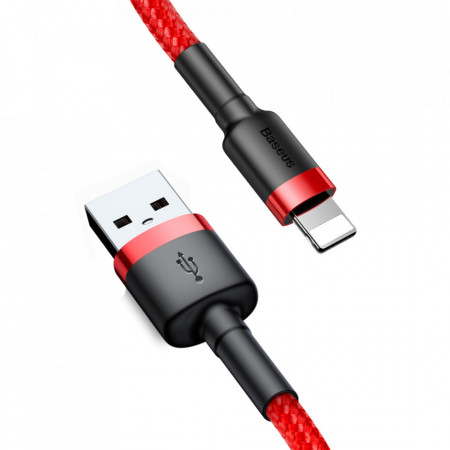 Cablue de date USB la Lightning, 1.5A, 2m, Cafule Baseus (CALKLF-C09) - Rosu