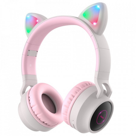 Casti On-Ear Wirless (W27 Cat Ear), pliabile cu Bluetooth 5.0, HOCO - Gri