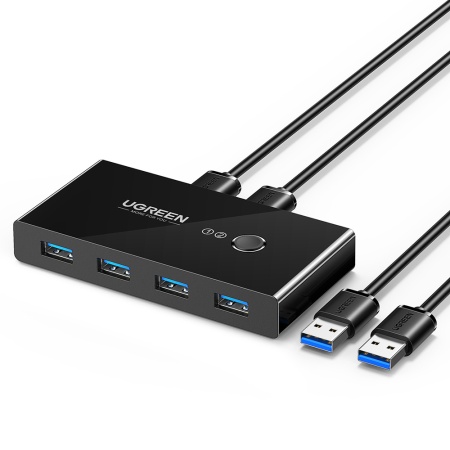 Docking Station 2x Cabluri USB, 4x USB-A, LED, 5Gbs/s, 1.5m, Ugreen Sharing Switch Box US216, Negru