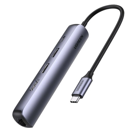 Docking Station Type-C la 2x USB3.0, HDMI 4K@60Hz, RJ45 Gigabite, Type-C PD100W, 5Gbps, Ugreen CM418 10919, Gri