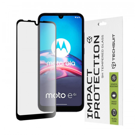 Folie Motorola Moto E6s / E6i ce acopera tot ecranul 111D, Techsuit - Negru