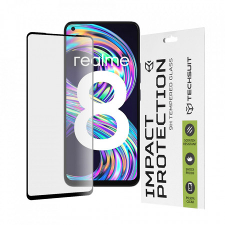 Folie Realme 8 / 8 Pro, ce acopera tot ecranul 111D, Techsuit - Negru