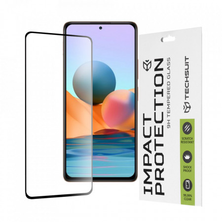 Folie Xiaomi Redmi 10, ce acopera tot ecranul 111D, Techsuit - Negru