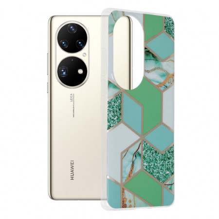 Husa Huawei P50 Pro Marble Series, Techsuit - Green Hex