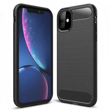 Husa iPhone 11, Carbon Silicone, Techsuit - Negru