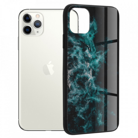 Husa iPhone 11 Pro Max cu sticla securizata, Techsuit Glaze - Blue Nebula