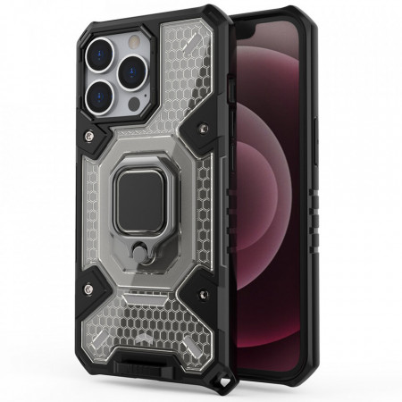 Husa iPhone 13 Pro Max cu inel, Techsuit Honeycomb - Negru