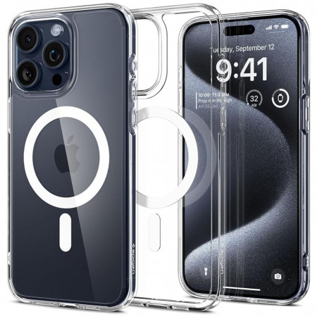 Husa iPhone 15 Pro Max, Spigen Ultra Hybrid MagSafe - Alb