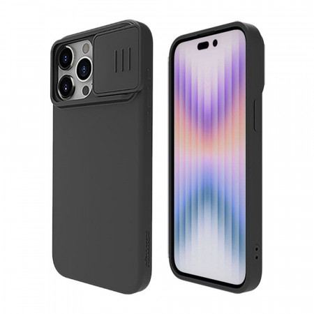 Husa iPhone 15 Pro, Nillkin CamShield Silky MagSafe Silicone - Classic Black