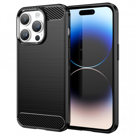 Husa iPhone 15 Pro, Techsuit Carbon Silicone - Negru