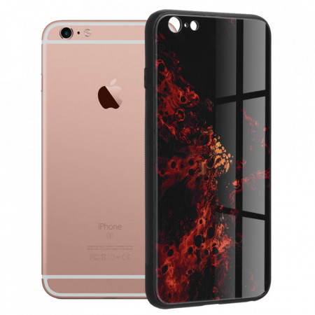 Husa iPhone 6 / 6S cu sticla securizata, Techsuit Glaze - Red Nebula