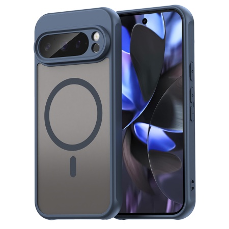 Husa pentru Google Pixel 9 Pro, SKYDDAR INNOVATION, HaloFrost MagSafe II, Antisoc, set cu sticker, Bleumarin