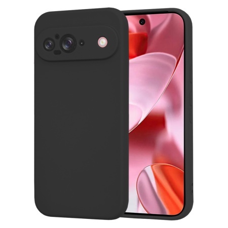 Husa pentru Google Pixel 9, SKYDDAR INNOVATION, din Silicon Catifelat, SoftElegance, set cu sticker, Negru