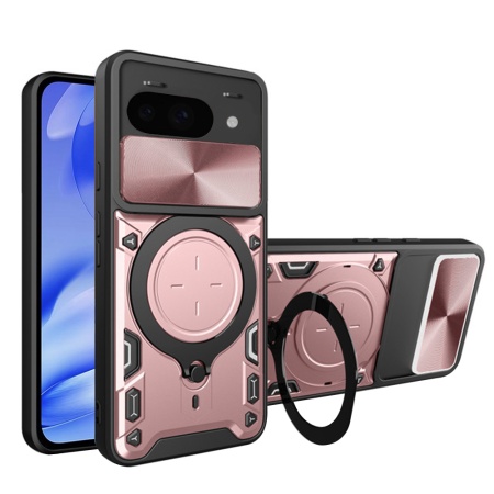 Husa pentru Google Pixel 9a, SKYDDAR INNOVATION, CamGuard Pro, Inel Magnetic, Protectie Camera, set cu sticker, Roz auriu