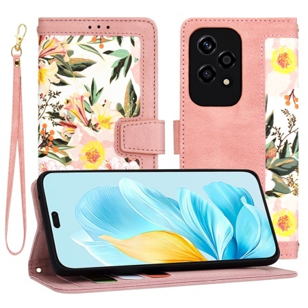 Husa pentru Honor 200 Lite, SKYDDAR INNOVATION, Flipcraft din Piele Ecologică, Stand Integrat, Buzunare pentru Carduri, set cu sticker, Roz
