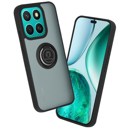 Husa pentru Honor X8c, SKYDDAR INNOVATION, Glinth+ cu Inel Rotativ 360°, Compatibilitate Magnetica, Negru, set cu sticker