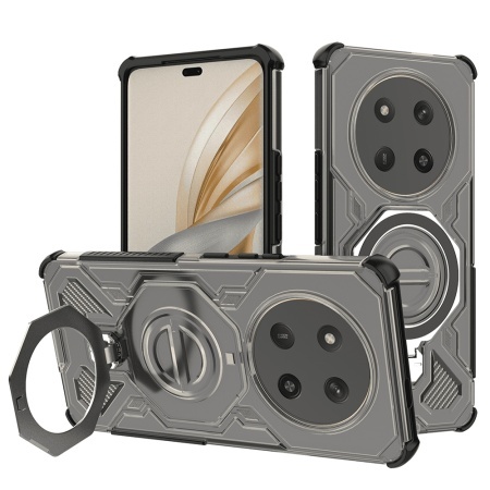 Husa pentru Honor X9c / Magic7 Lite, Antisoc, SKYDDAR INOVATION, Carbon Shield PRO, Magsafe, set cu sticker, Fumuriu
