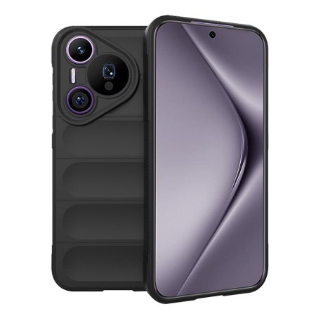 Husa pentru Huawei Pura 70 Pro, SKYDDAR INNOVATION, Magic Shield, din Silicon Mat, set cu sticker, Negru