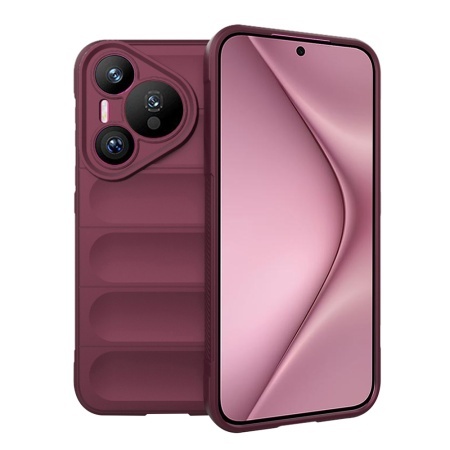 Husa pentru Huawei Pura 70, SKYDDAR INNOVATION, Magic Shield, din Silicon Mat, set cu sticker, Bordo