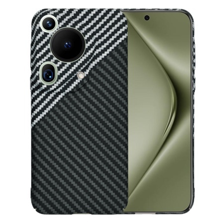 Husa pentru Huawei Pura 70 Ultra, SKYDDAR INNOVATION, textura carbon, Carbonite FiberShell, set cu sticker, Gri,