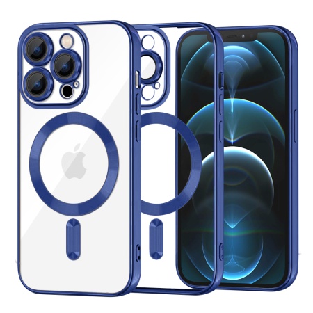 Husa pentru iPhone 12 Pro Max, SKYDDAR INNOVATION, Luxury Shield Magsafe, Protectie Antisoc, Argintiu, set cu sticker