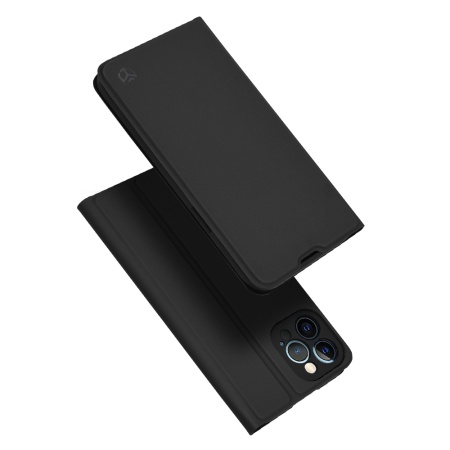 Husa pentru iPhone 12 Pro Max, SKYDDAR INNOVATION, Magskin Book, tip Carte cu Portofel Interior, set cu sticker, Negru