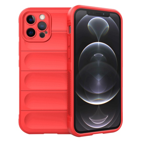 Husa pentru iPhone 12 Pro, SKYDDAR INNOVATION, Vogue, din Silicon Mat, Rosu, set cu sticker