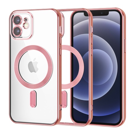 Husa pentru iPhone 12, SKYDDAR INNOVATION, Luxury Shield Magsafe, Protectie Antisoc, Rosu, set cu sticker