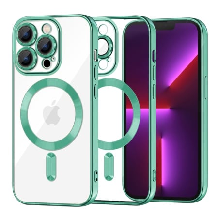 Husa pentru iPhone 13 Pro, SKYDDAR INNOVATION, Luxury Shield Magsafe, Protectie Antisoc, Verde deschis, set cu sticker