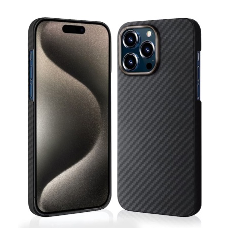 Husa pentru iPhone 15 Pro Max, Antisoc, SKYDDAR INOVATION, Aramid Fibe Magsafe, set cu sticker, Negru