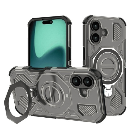 Husa pentru iPhone 16, Antisoc, SKYDDAR INOVATION, Carbon Shield PRO, Magsafe, set cu sticker, Fumuriu