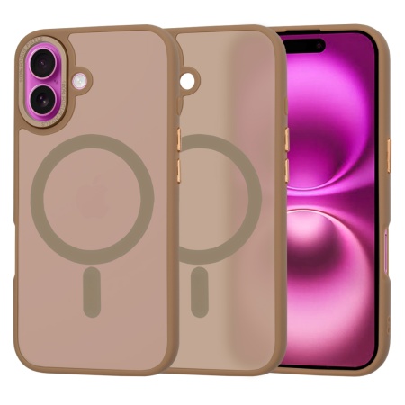 Husa pentru iPhone 16 Plus, SKYDDAR INNOVATION, HaloFrost MagSafe, Antisoc, set cu sticker, Maro