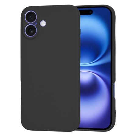 Husa pentru iPhone 16, SKYDDAR INNOVATION, din Silicon Catifelat, SoftElegance , Negru, set cu sticker